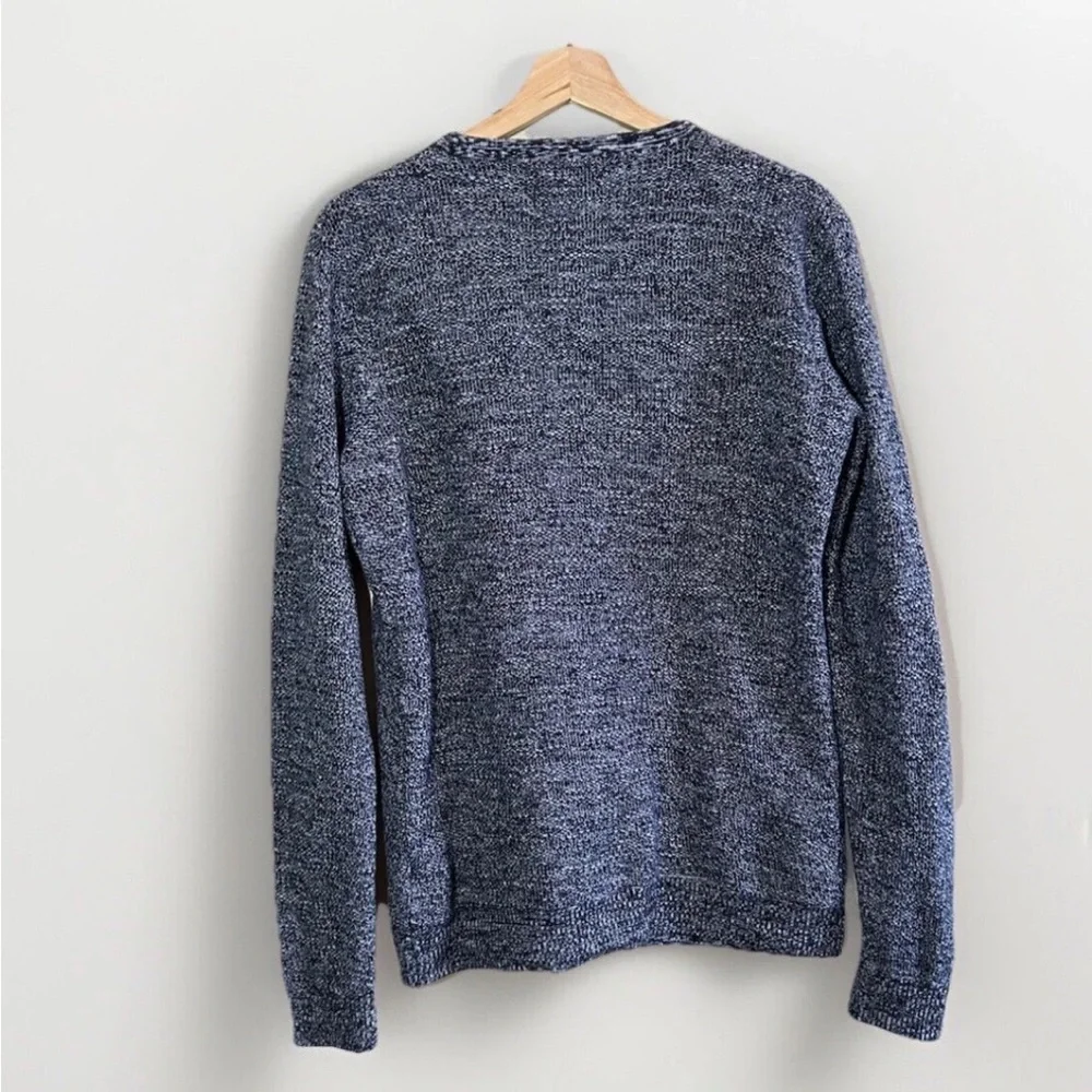 KANGOL Two Tone Fitted Pullover Crewneck Men's Sweater Size Medium Blue/White